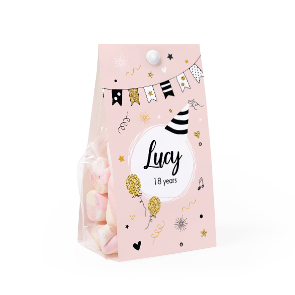 Candy bag with photo-wrapping and split pin - set of 12