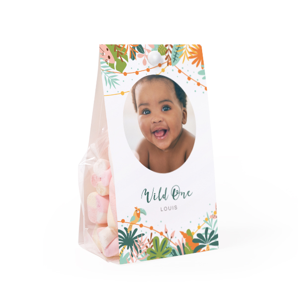 Candy bag with photo-wrapping and split pin - set of 12