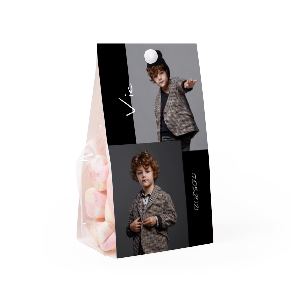 Candy bag with photo-wrapping and split pin - set of 12