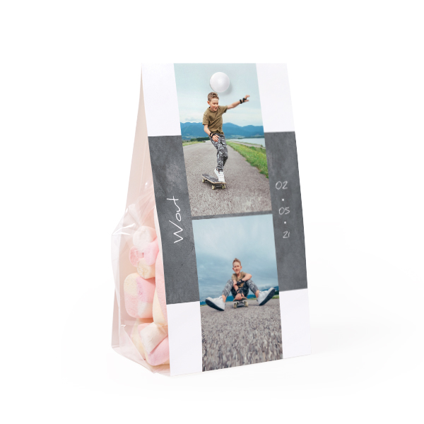 Candy bag with photo-wrapping and split pin - set of 12