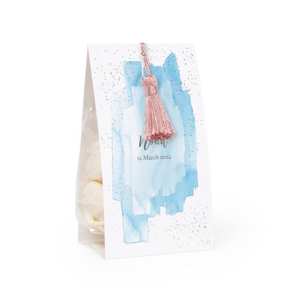 Candy bag with photo-wrapping and magnolia tassel - set of 12