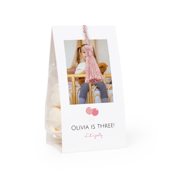 Candy bag with photo-wrapping and magnolia tassel - set of 12