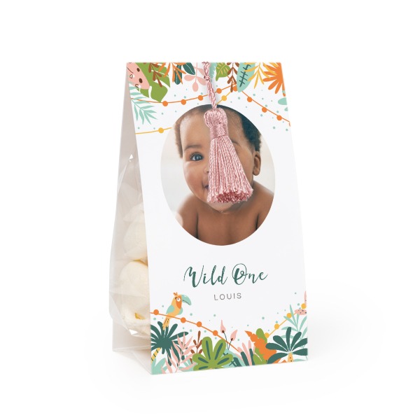 Candy bag with photo-wrapping and magnolia tassel - set of 12