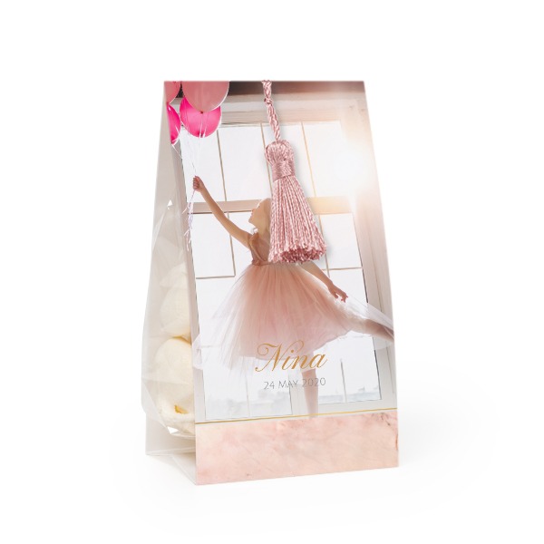 Set Geschenktüten mit magnolienfarbener Quaste - 12 Stk.