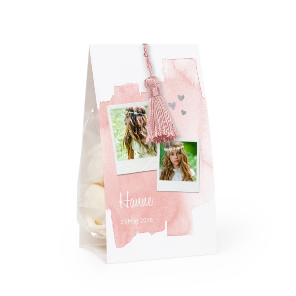 Candy bag with photo-wrapping and magnolia tassel - set of 12