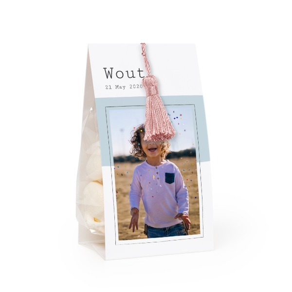 Candy bag with photo-wrapping and magnolia tassel - set of 24