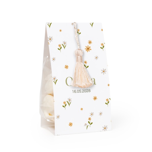 Set Geschenktüten mit vanillefarbener Quaste - 12 Stk.