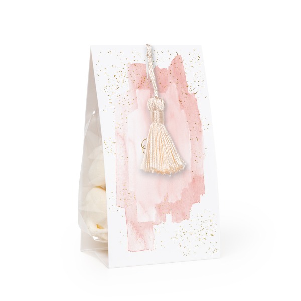 Candy bag with photo-wrapping and vanilla tassel - set of 12