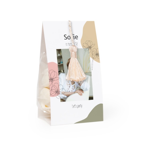 Set Geschenktüten mit vanillefarbener Quaste - 12 Stk.