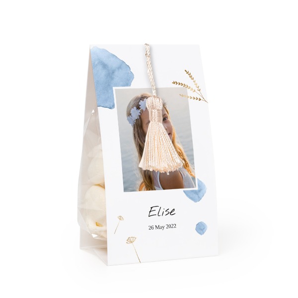 Candy bag with photo-wrapping and vanilla tassel - set of 12