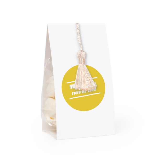 Candy bag with photo-wrapping and vanilla tassel - set of 12