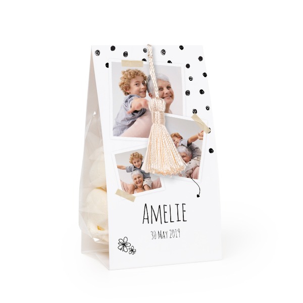 Snoepzakwikkel met vanille franje - Set van 12 Snoepzakwikkel met vanille franje - Set van 12