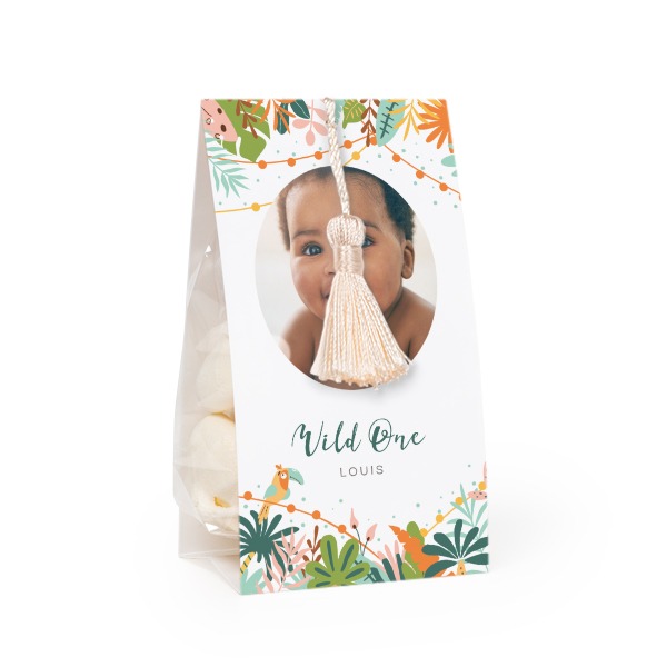 Candy bag with photo-wrapping and vanilla tassel - set of 24