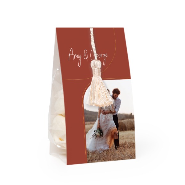 Candy bag with photo-wrapping and vanilla tassel - set of 24