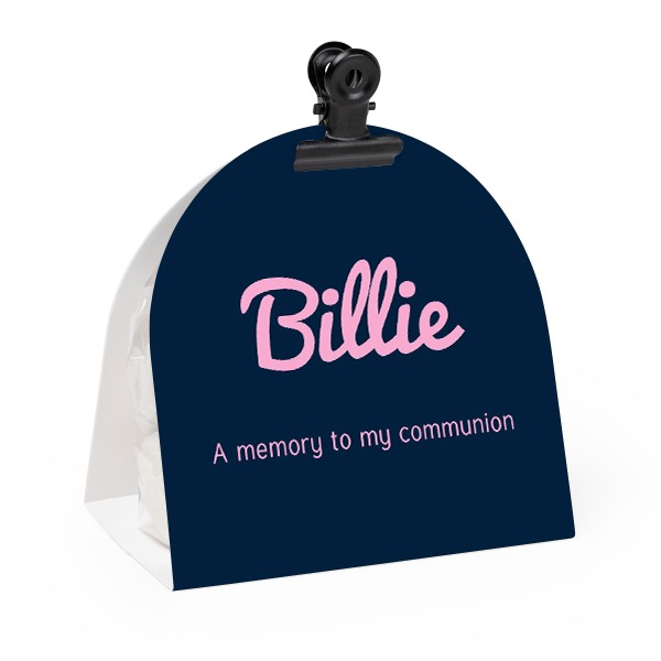 Candy bag with rounded photo-wrapping and black clip - 24 pcs