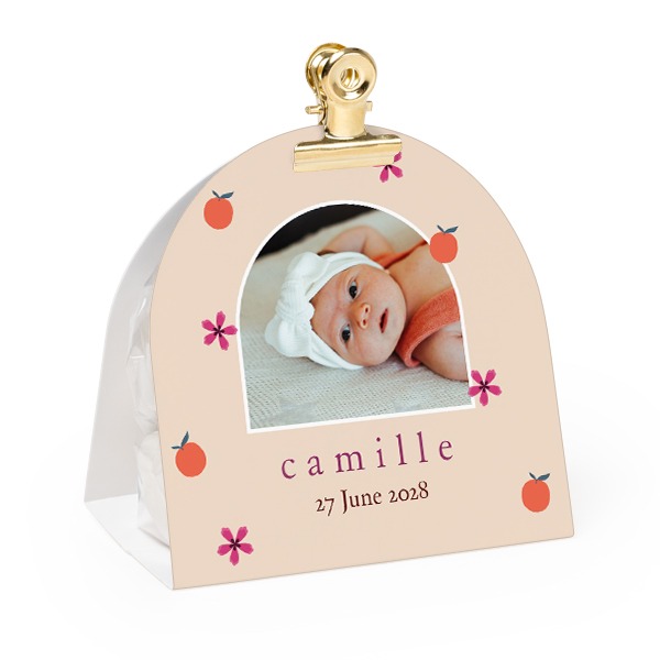 Candy bag with rounded photo-wrapping and gold clip - 12 pcs