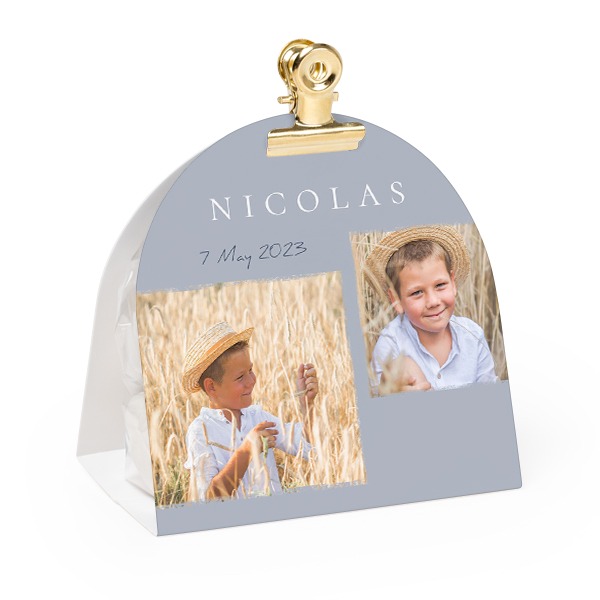 Candy bag with rounded photo-wrapping and gold clip - 12 pcs