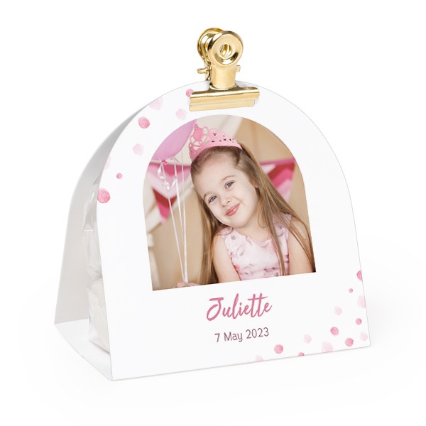 Candy bag with rounded photo-wrapping and gold clip - 12 pcs