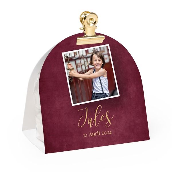 Candy bag with rounded photo-wrapping and gold clip - 24 pcs