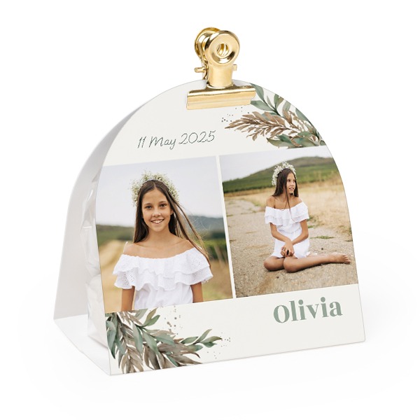 Candy bag with rounded photo-wrapping and gold clip - 24 pcs