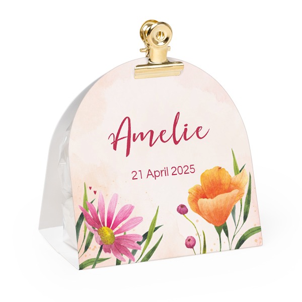 Candy bag with rounded photo-wrapping and gold clip - 24 pcs