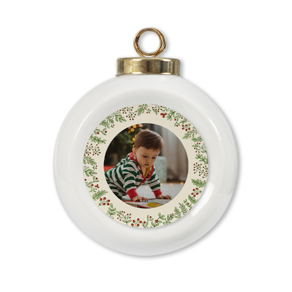 Christmas bauble white ceramic - set of 2