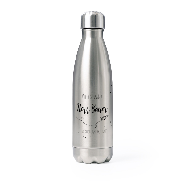 Trinkflasche Edelstahl Grau