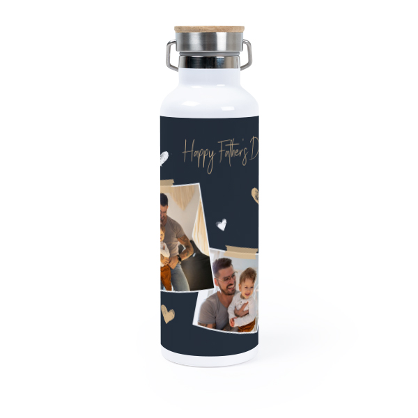 Personalisierte Trinkflasche mit Bambusdeckel (750 ml, Weiss)