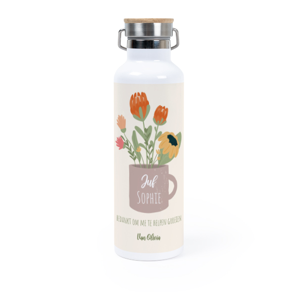 Thermosfles met bamboe deksel 75 cl