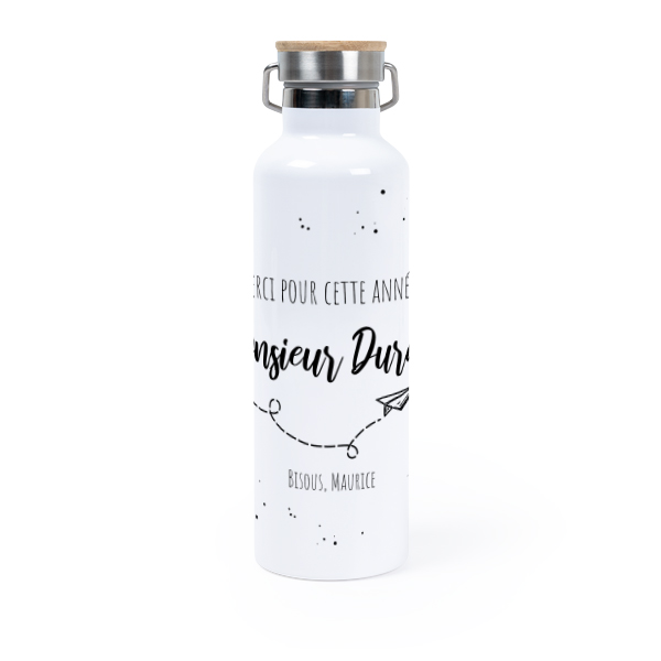 Bouteille isotherme 75 cl avec capuchon en bambou Bouteille isotherme 75 cl avec capuchon en bambou
