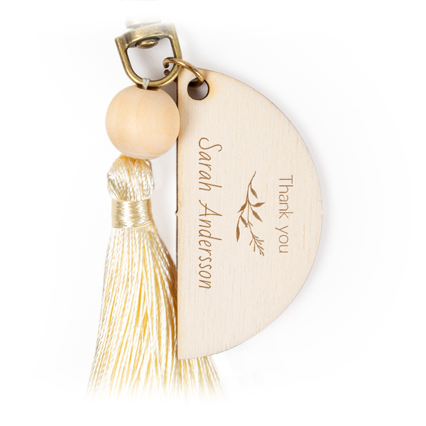 Engraved Keychain Tassel Vanilla - Set of 6 Engraved Keychain Tassel Vanilla - Set of 6