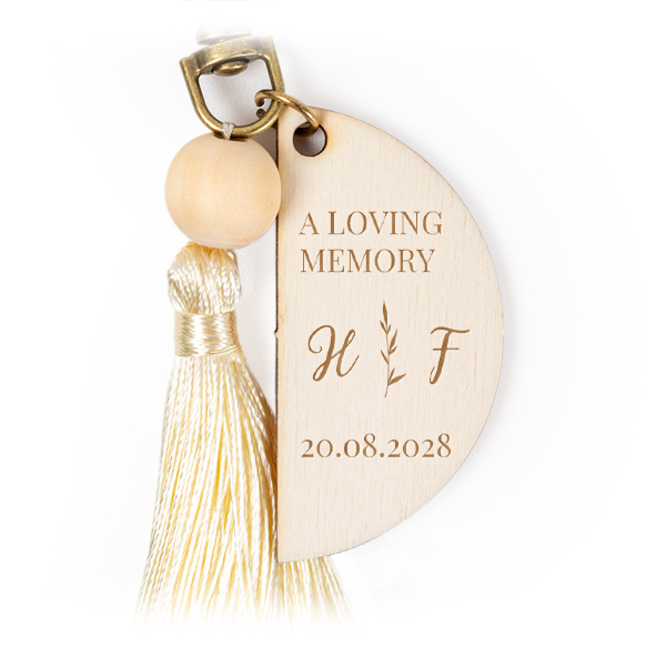 Engraved Keychain Tassel Vanilla - Set of 6 Engraved Keychain Tassel Vanilla - Set of 6