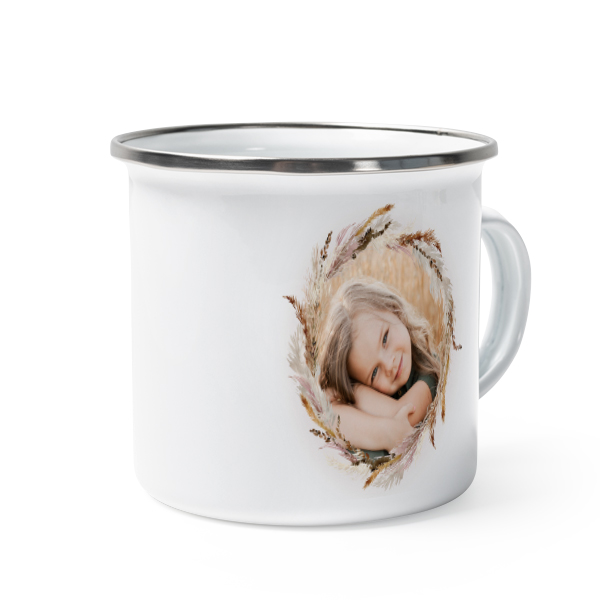 Emaille Tasse Weiss-metallic