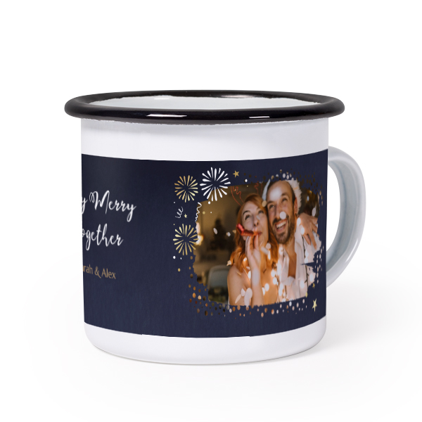 Emaille Tasse Weiss-schwarz