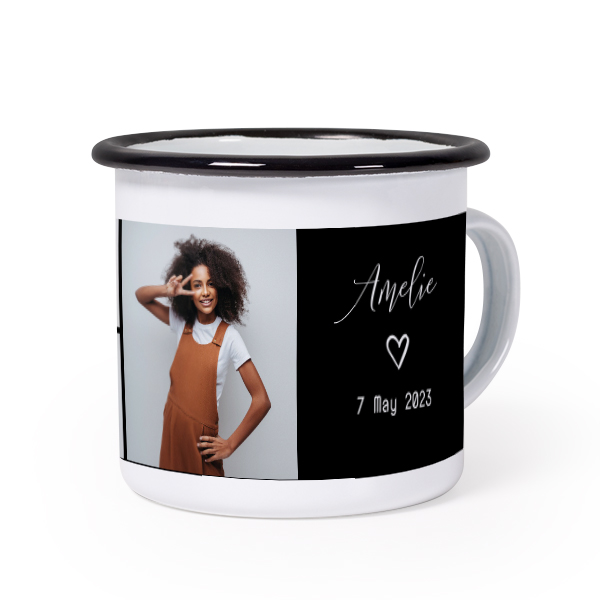 Emaille Tasse Weiss-schwarz Emaille Tasse Weiss-schwarz