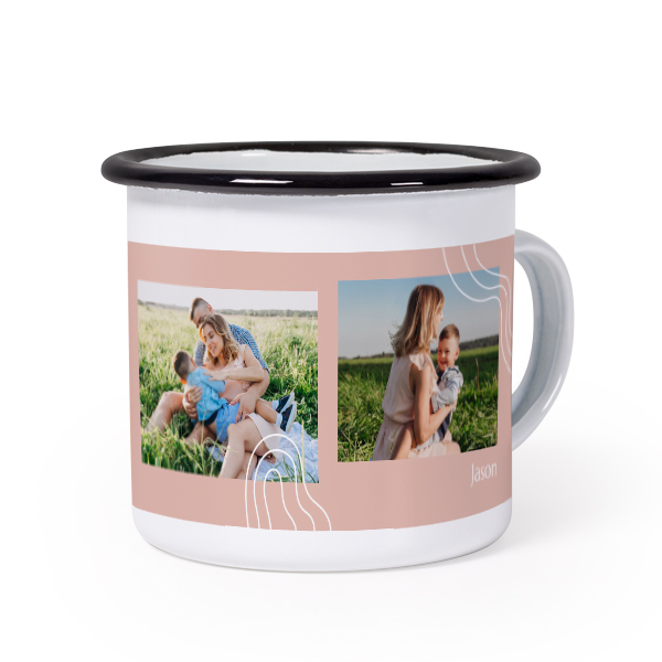 Emaille Tasse Weiss-schwarz Emaille Tasse Weiss-schwarz