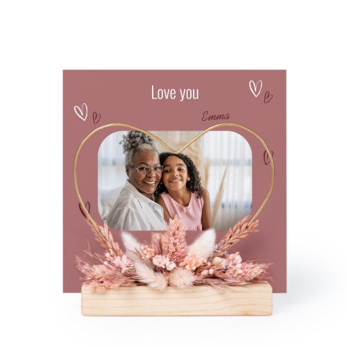 Heart and dried flowers with 1 photo card Heart and dried flowers with 1 photo card