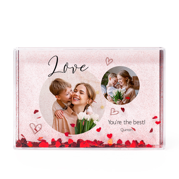 Photo frame with heart confetti