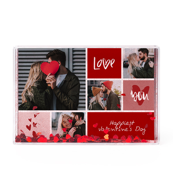 Photo frame with heart confetti