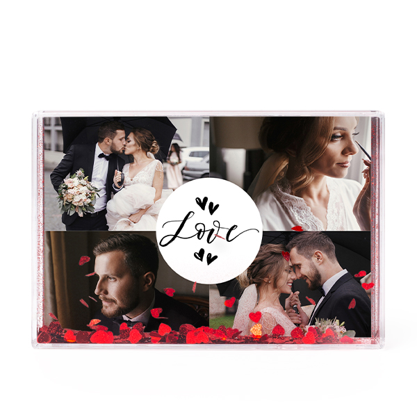 Photo frame with heart confetti