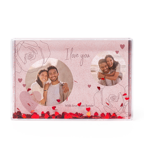 Photo frame with heart confetti