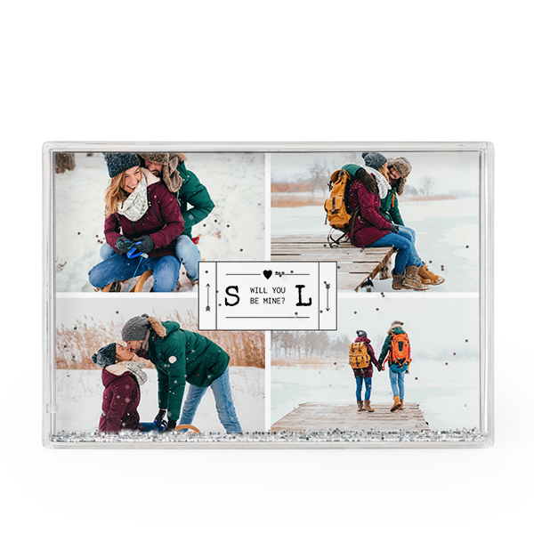 Photo frame with silver glitter Photo frame with silver glitter