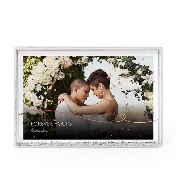 Photo frame with silver glitter