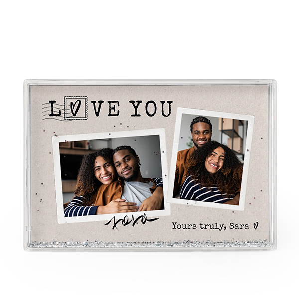 Photo frame with silver glitter