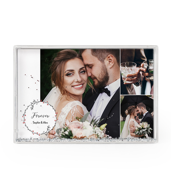 Photo frame with silver glitter