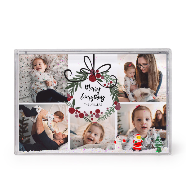 Photo frame with snow