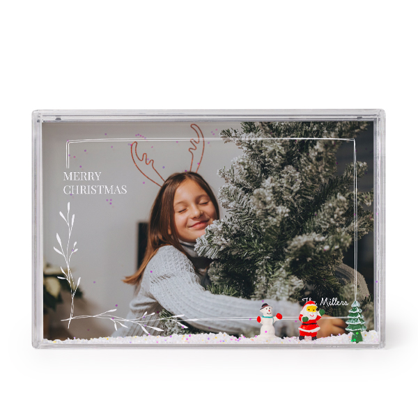 Photo frame with snow