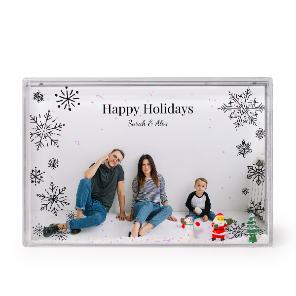 Photo frame with snow