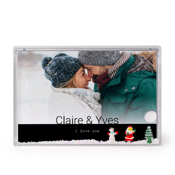 Photo frame with snow