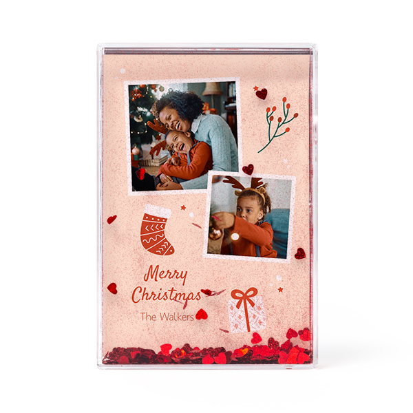 Photo frame with heart confetti